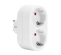 Aigostar Adaptador Enchufes Europeos con 2 Tomas,Ladron Enchufe Doble Frontal con Toma de Tierra,16A,250V,Blanco