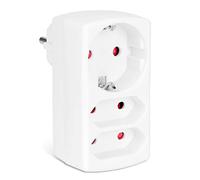 Aigostar Adaptador Enchufes Europeos con 3 Tomas.Ladron Enchufes con Protección Infantil,1 Schuko,2 Clavija EU,Blanco