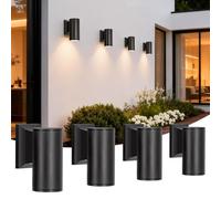 Aigostar Aplique Pared Exterior, GU10 Antracita Aluminio Lámpara Exterior Pared, IP65 Impermeable, para Balcón Garaje Terrazas Patio Jardín, negro, (Paquete de 4, Sin Bombillas)