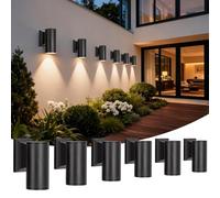 Aigostar Aplique Pared Exterior, GU10 Antracita Aluminio Lámpara Exterior Pared, IP65 Impermeable, para Balcón Garaje Terrazas Patio Jardín, negro, (Paquete de 6, Sin Bombillas)
