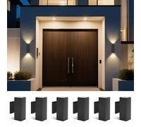 Aigostar Aplique Pared Exterior, GU10 Lámpara Pared, IP65 Impermeable Luz Interior y Exterior Iluminación Para Patio, Jardín, Balcón, Dormitorio, Pasillos (Paquete de 6, Sin Bombillas)