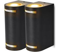 Aigostar Aplique Pared Interior/Exterior,GU10 Antracita Aluminio Up Down Lámpara Exterior Pared,2 piezas,Impermeable IP65 Luz Interior y Exterior Iluminación para Patio,Jardín,Balcón,Pasillos