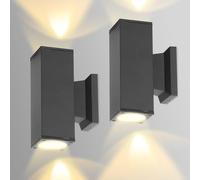 Aigostar Aplique Pared Interior/Exterior,GU10 Lámpara Exterior Pared,IP65 Impermeable Luz Interior y Exterior Iluminación,Para Patio,Jardín,Balcón,Dormitorio,Pasillos (2 paquetes sin bombillas)