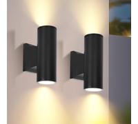 Aigostar Aplique Pared Interior/Exterior negro 2 Pack,GU10 Lámpara Exterior Pared,IP65 Impermeable Luz Interior y Exterior Iluminación,Para Patio,Jardín,Balcón,Dormitorio,Pasillos, sin bombillas