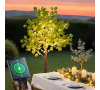 Aigostar Árbol de Eucalipto Artificial con Luces LED Solares 120 cm, 150 LED, 8 Modos, IP65 Impermeable, Ideal para Decoración de Jardín, Terraza, Navidad y Eventos (Color Blanco Cálido 2700K)