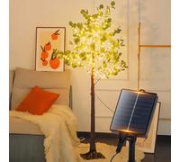 Aigostar Árbol de Eucalipto Artificial con Luces LED Solares 120 cm, 150 LED, 8 Modos, IP65 Impermeable, Ideal para Decoración de Jardín, Terraza, Navidad y Eventos (Color Blanco Cálido 2700K)