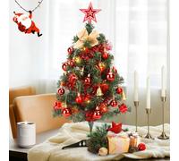 Aigostar Árbol de Navidad con Luces Incorporadas 30 Leds 2pcs, Árbol de Navidad Pequeño 60cm con 42 Adornos Colgantes, Ideal para la Decoración Navideña del Interior del Hogar