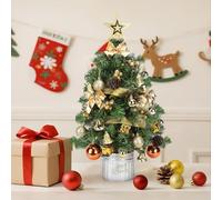 Aigostar Árbol de Navidad Pequeño 60cm 2pcs, Mini Christmas Tree con 48 Adornos Colgantes, Ideal para la Decoración Navideña del Interior del Hogar