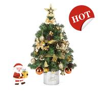 Aigostar Árbol de Navidad Pequeño 60cm， Mini Christmas Tree con 48 Adornos Colgantes， Ideal para la Decoración Navideña del Interior del Hogar