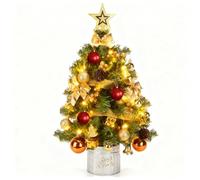 Aigostar Árbol de Navidad Pequeño con Luces Incorporadas, 60cm, Mini Christmas Tree con Adornos Colgantes y Guirnalda Lluces, Ideal para la Decoración Navideña del Interior del Hogar
