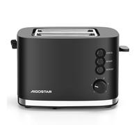 AIGOSTAR B30202J4R Tostadora de 2 Ranuras con Rejilla Calientabollos Incorporada, 6 Niveles de Tostado, 3 Funciones, Descongelación, Bandeja Recogemigas (800W)