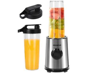 Aigostar Baron - Licuadoras Para Zumos y Batidos con Jarra 1 Litro, Botella 600ml. Batidora Portatil 350W. Batidora Smoothie Para Frutas, Verduras y Milkshake. Acero Inoxidable. Sin de BPA.