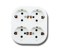 Aigostar Base Enchufe Cuadrado Blanco con 4 Conectores 16A,250V,Protección Infantil,Eenchufe de Superficie,Regleta Pared 1 pack