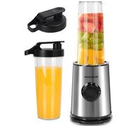 Aigostar Batidora de vaso con dos vasos portátiles de 800ml, 600W potencia. Batidora con vasos de Tritán, libres de BPA, con diseño de acero inoxidable. Perfecta para zumos, batidos y smoothies.