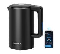 Aigostar Benjamin Smart - Hervidor de Agua Inteligente Temperatura Regulable de 40°C a 100°C, Control Wifi, Alexa y Google Home. Doble Pared de Acero Inoxidable, 2200W, 1, 7L, Mantener Caliente 24 hor