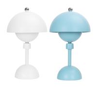 Aigostar Blanco+Azul - 2 Piezas Lámpara de Mesa Magnética Táctil, Lámpara de Mesita de Noche Inalámbrica con 3 Temperaturas de Color y Brillo Regulable, Recargable USB para Dormitorio, Restaurante