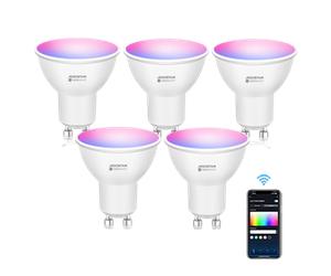 Aigostar Bombilla Alexa LED GU10 SL2 Bombillas Inteligente 4.9W Bombillas Wifi RGB & 2700K-6500K Regulable, Controladas por APP, Conexión rápida Compatible Con Google Home/Alexa, 5 PCS