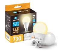 Aigostar Bombilla con Sensor Crepuscular, Bombilla LED A60 E27 8W con sensor de luz. Amanecer hasta el Atardecer Encendido/Apagado Automático. Luz cálida 3000K 730lm. 2 Uds