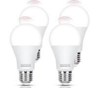 Aigostar Bombilla con Sensor de Movimiento, Bombilla LED E27 A60 12W Equivalente a 81W, Luz Blanca 6500K, 1170 Lm, Automatica Bombilla E27 Detector de Movimiento, No Regulable, 4 Unidades