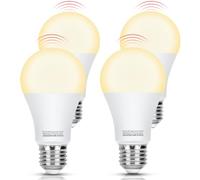 Aigostar Bombilla con Sensor de Movimiento, Bombilla LED E27 A60 12W Equivalente a 81W, Luz Cálido 3000K, 1170 Lm, Automatica Bombilla E27 Detector de Movimiento, No Regulable, 4 Unidades