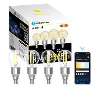 Aigostar Bombilla Inteligente Alexa, Bombilla Led E14 Vintage, G45 Transparente Tipo Globo, 4.5W, 470LM, Regulable Cálida a Fría 2700K a 6500K, Compatible con Alexa y Google home, 4 Unidads