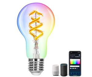 Aigostar Bombilla Inteligente Alexa, Bombilla LED E27 RGBW 4.9W 420LM, Bombilla WIFI A60 2700K, Bombilla Vintage Compatible con Alexa/Google Home, Bombilla Filamento Luz Cálida, 1 Unidad.