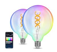 Aigostar Bombilla Inteligente Alexa, Bombilla LED E27 RGBW 4.9W 420LM, Bombillas Globo G125 2700K, Bombillas WIFI Vintage Compatible con Alexa/Google Home, Filamento Luz Cálida, 2 Unidads