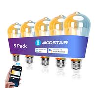 Aigostar Bombilla Inteligente E27 Edison Bombilla Alexa 6W 806LM Bombillas Vintage WIFI ST64 Bombillas Filamento Regulable 2700K-6500K, compatible con Alexa/Google Home ámbar 5 pack