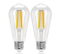 Aigostar Bombilla Inteligente E27 Edison Bombilla Alexa 6W ST64 (Transparente, 6W，CCT，2 Pack)