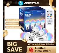 Aigostar Bombilla Inteligente G45 Bluetooth Mesh 6.5W 555LM | RGB+CCT Regulable, Mando Incluido | Compatible Alexa/Google