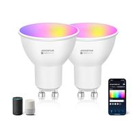 Aigostar Bombilla Inteligente LED GU10 Bombillas Alexa 6.5W 555LM Bombilla Wifi RGB & 2700K-6500K Regulable, Controladas por APP, Conexión rápida Compatible Con Google Home/Alexa, 2 Unidades