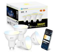 Aigostar Bombilla Inteligente LED GU10 SL2 Bombillas Alexa 6W Bombilla Wifi 2700K-6500K Regulable, Conexión rápida Compatible Con Google Home/Alexa, 4 Unidades