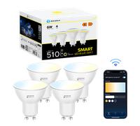 Aigostar Bombilla Inteligente LED GU10 SL2 Bombillas Alexa 6W Bombilla Wifi 2700K-6500K Regulable, Conexión rápida Compatible Con Google Home/Alexa, 4 Unidades