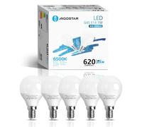 Aigostar - Bombilla LED E14 G45, 7W Equivalente a 49W, Luz Fría 6500K, 620 Lúmenes, ángulo de Apertura 180º, CRI> 80, No Regulable, Caja de 5 Unidades