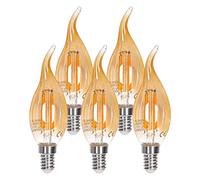 Aigostar Bombilla LED E14 Vela Filamento Retro Vintage 4W (Equivalente a 35W), Blanco Cálido 2200K, 400 Lúmenes, Ángulo de Apertura: 330°, CRI＞80, Cristal ámbar, 5 Unidades