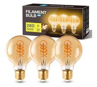 Aigostar - Bombilla LED E27 4W, Modelo G80, Luz Cálida 1800K, 280 Lúmenes, Bombilla vintage de Tipo Edison Con filamento y Vidrio ámbar, Bombilla Decorativa, No Regulable, Pack de 12 Uds