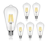 Aigostar Bombilla LED E27 con Filamento,Blanco Cálido 2700K,6W(Equivalente a 54W),700 Lúmenes,No Regulable,Bombillas Decorativas,Pack De 5 Uds