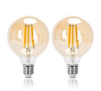 Aigostar - Bombilla LED E27 Edison, 10W Equivalente a 77W, Blanco Cálido 2200K, 1100 Lúmenes, Bombilla LED Vintage Decorativa G95 de Filamento, No Regulable, Cristal ámbar, Pack 2