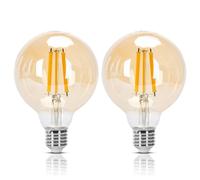 Aigostar - Bombilla LED E27 Edison, 12W Equivalente a 89W, Blanco Cálido 2200K, 1320 Lúmenes, Bombilla LED Vintage Decorativa G95 de Filamento, No Regulable, Cristal ámbar, Pack 2