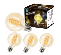 Aigostar - Bombilla LED E27 Edison, 4W Equivalente a 35W, Blanco Cálido 2200K, 400 Lúmenes, Bombilla LED Vintage Decorativa G80 de Filamento, No Regulable, Cristal ámbar, Pack 4