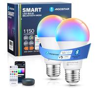 Aigostar Bombilla LED Inteligente Bluetooth Mesh A60 E27 12W 1150lm, RGB + 2700K-6500K Regulable, Ra≥80 220-240V, Compatible con Alexa y Google Home, Mando a Distancia, 2 Unidades