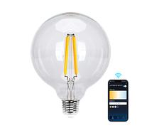 Aigostar Bombilla LED inteligente. Bombilla Alexa LED vintage, G125 Transparente tipo globo, 6W 850LM E27, regulable cálida a fría 2700K a 6500K. Compatible con Alexa y Google home