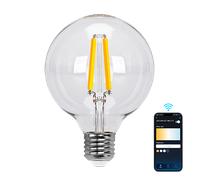 Aigostar Bombilla LED inteligente. Bombilla Alexa LED vintage, G95 Transparente tipo globo, 6W 850LM E27, regulable cálida a fría 2700K a 6500K. Compatible con Alexa y Google home