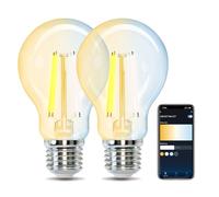 Aigostar Bombilla Vintage Inteligente E27 LED Bombilla Alexa 6W 850LM Bombillas Edison WIFI A60 Bombillas Filamento Regulables 2700K-6500K, compatible con Alexa/Google Home. Transparente 2 Unidades