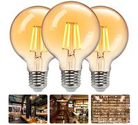 Aigostar Bombilla Vintage LED,Bombilla LED E27 Luz Calida 2200K, 8W (Equivalente a 51W),650LM,G80 Retro Bombilla Decorativa,para el Hogar, Restaurante, Cafetería, Bar-3 Unidades