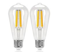 Aigostar Bombillas Alexa E27 Edison Bombillas Inteligentes 6W 850LM WIFI Bombilla Vintage ST64 Bombillas Filamento Regulable 2700K-6500K, compatible con Alexa/Google Home. Transparente 2 pack