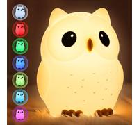 Aigostar Búho Luz Nocturna Infantil, 7 Colores & Blanco Cálido, Táctil