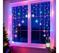 Aigostar Cadena Luz de Cortina RGB Multicolor, 3M + 1.5x1.2M, 82 LED, 8 Modos, Memoria y Temporizador, IP44, para Fiestas, Navidad, Jardín