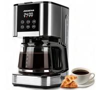 Aigostar Cafetera de Goteo Filtro Programable 24h 1,5L 12 Tazas Acero Inoxidable 1000W Pantalla LCD Ajuste de Intensidad Antigoteo Limpieza Automática Mantenimiento de Calor Negro-Cora