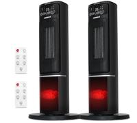 Aigostar Calefactor Cerámico con Imágenes de Chimenea 3D, 2000W, Mando a Distancia y Pantalla Táctil LED, 5 Modos & ECO, Silencioso, Temporizador 24H, Oscilante, Temperatura Ajustable, 2 Unidades